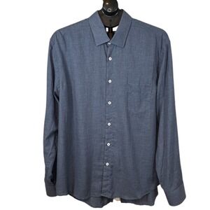 Billy Reid Mens XL Blue Cotton Button Down Shirt Made in Italy Long Sleeve